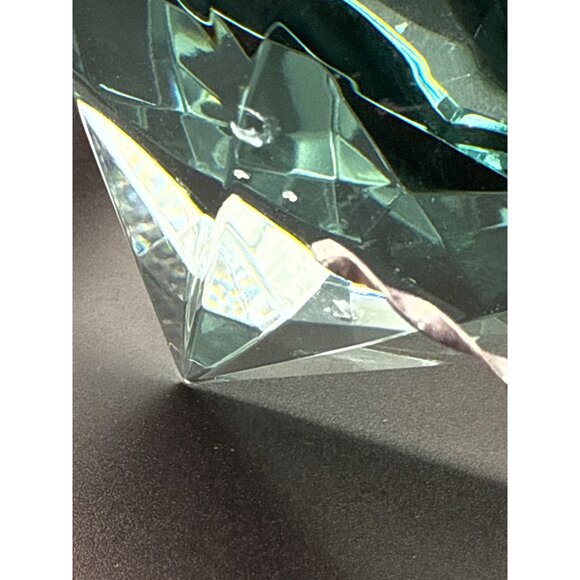 Large Heavy Faceted Green Crystal Paperweight 5 Inches Diameter - Picture 4 of 6